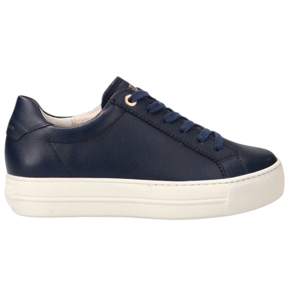 Dark Blue Leather Sneakers.  Low Top Premium Leather
Never Worn, in Box